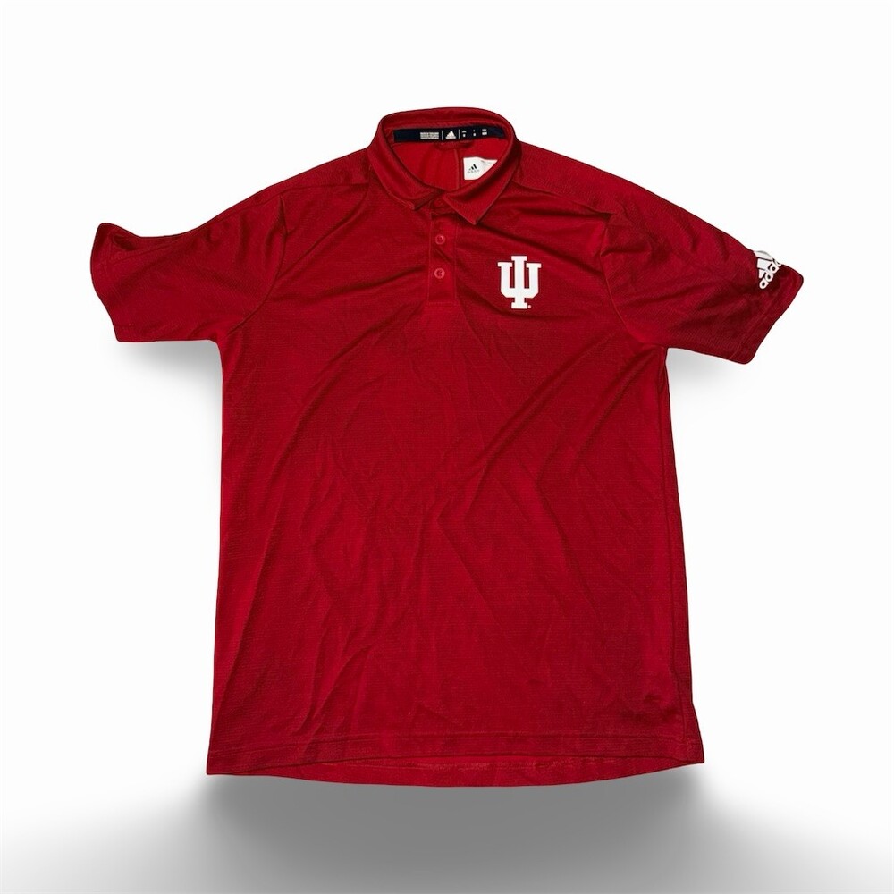 adidas Indiana Hoosiers Polo Shirt Mens M Red Short Sleeve Golf College